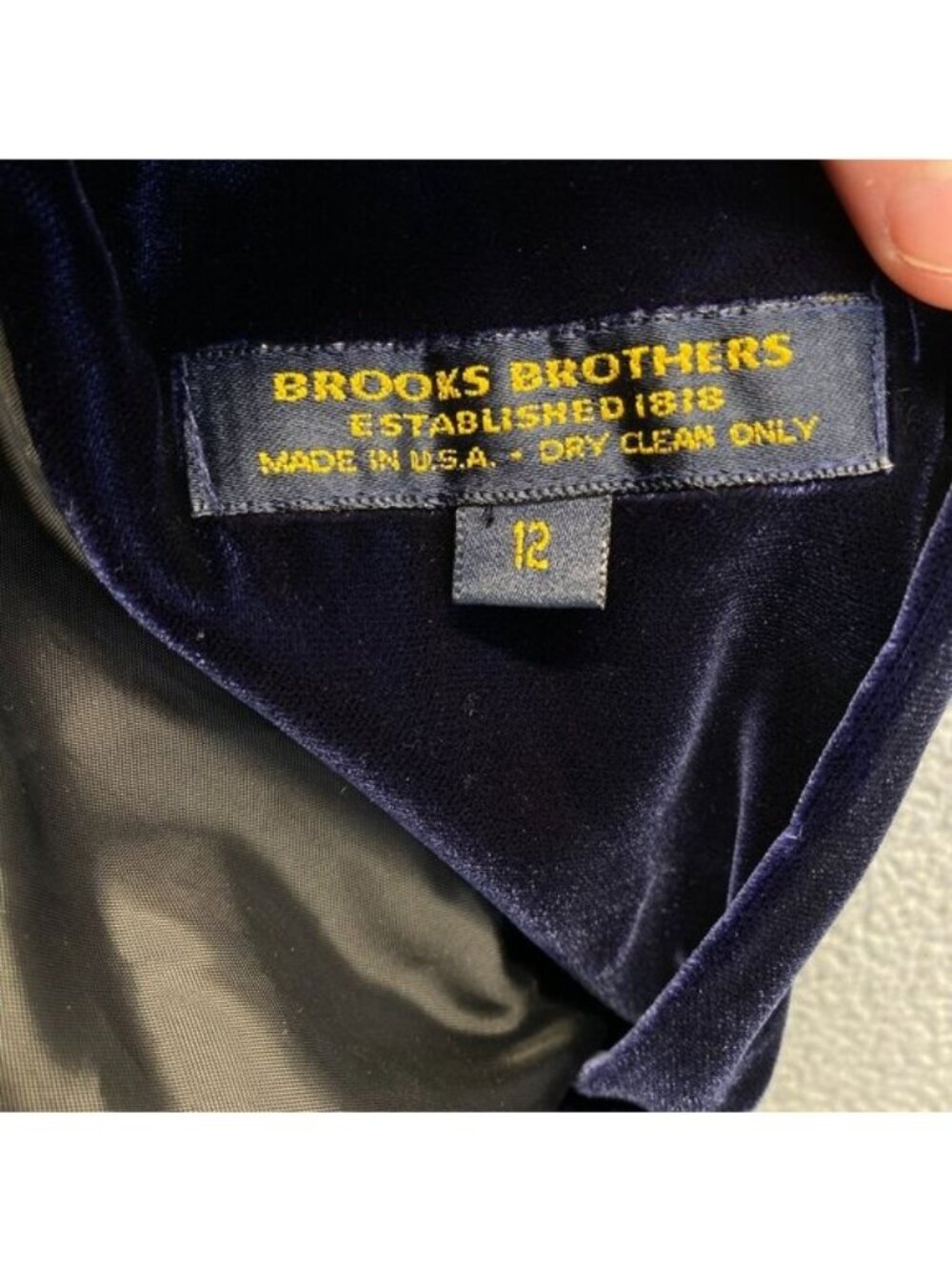Brooks Brothers Blue Velvet Sheath Knee Length Dress 3/4 Sleeves Size 12 USA - Picture 3 of 6